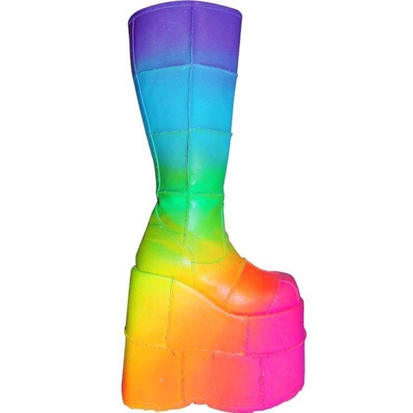 Demonia Shoes - Rainbow Platforms
